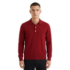 Men’s Essential Long-Sleeve Jersey Polo - Classic Red Regular Fit