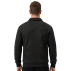 Men’s Geometric-Textured Long-Sleeve Polo - Black Quarter-Zip
