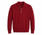Men’s Essential Long-Sleeve Jersey Polo - Classic Red Regular Fit